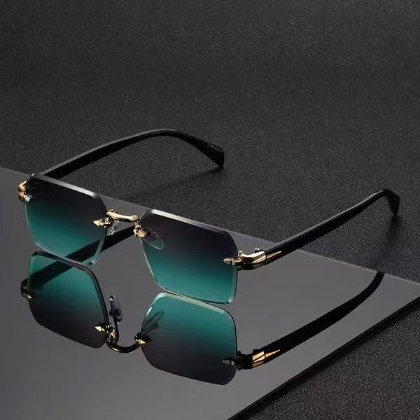 Metal Frameless Sunglasses with Floral Design
