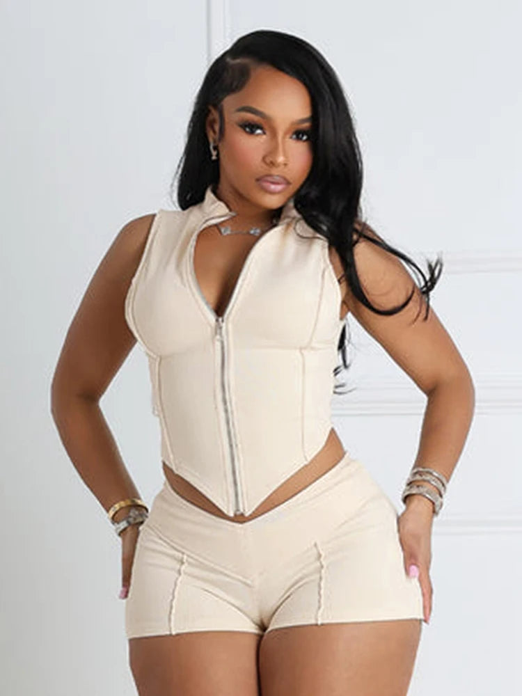kliou Casual Summer Women Shorts Set