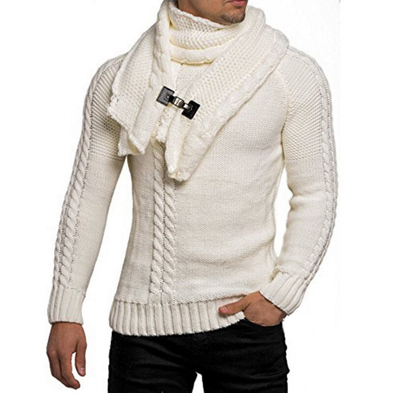 Fashionable Men's Knit Sweater with Turtleneck Design