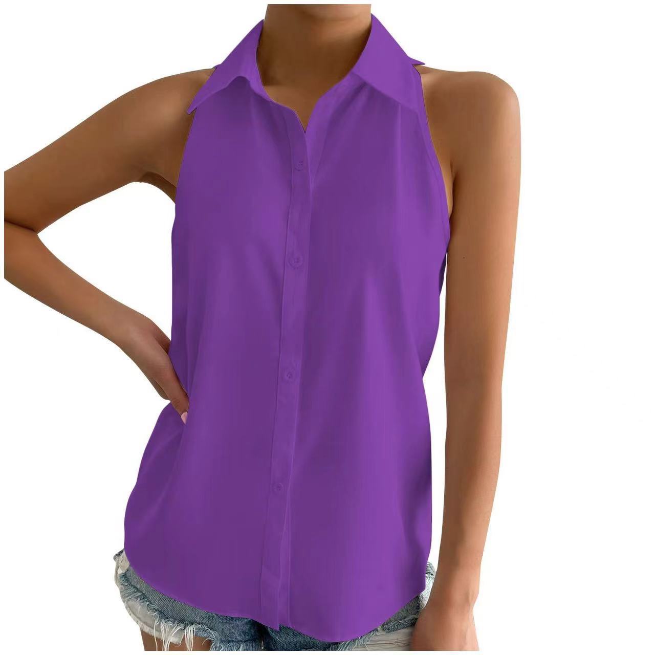 Sleeveless Satin Shirt for Women