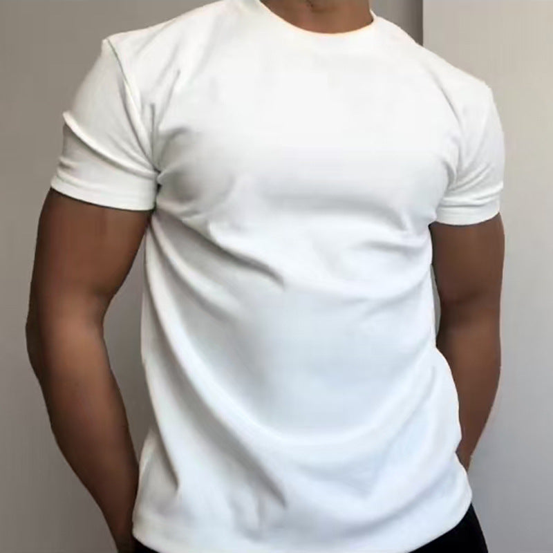 Mens Round Neck Short Sleeve Cotton T-Shirt