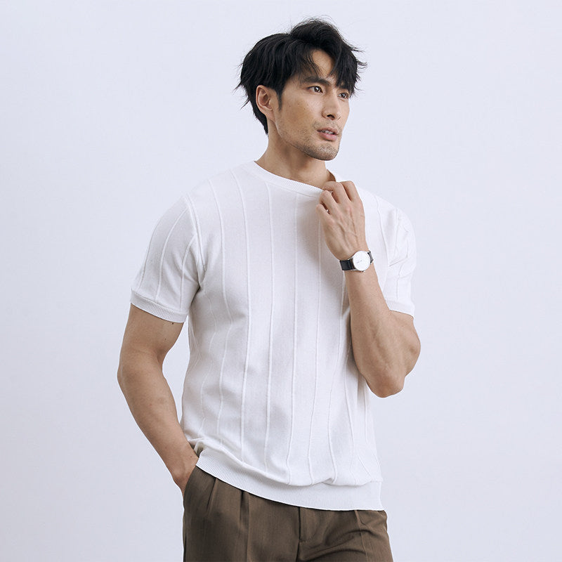 Mens Casual Short Sleeve Knit T-Shirt