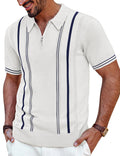 PJ PAUL JONES Mens Quarter Zipper Knit Polo Shirts