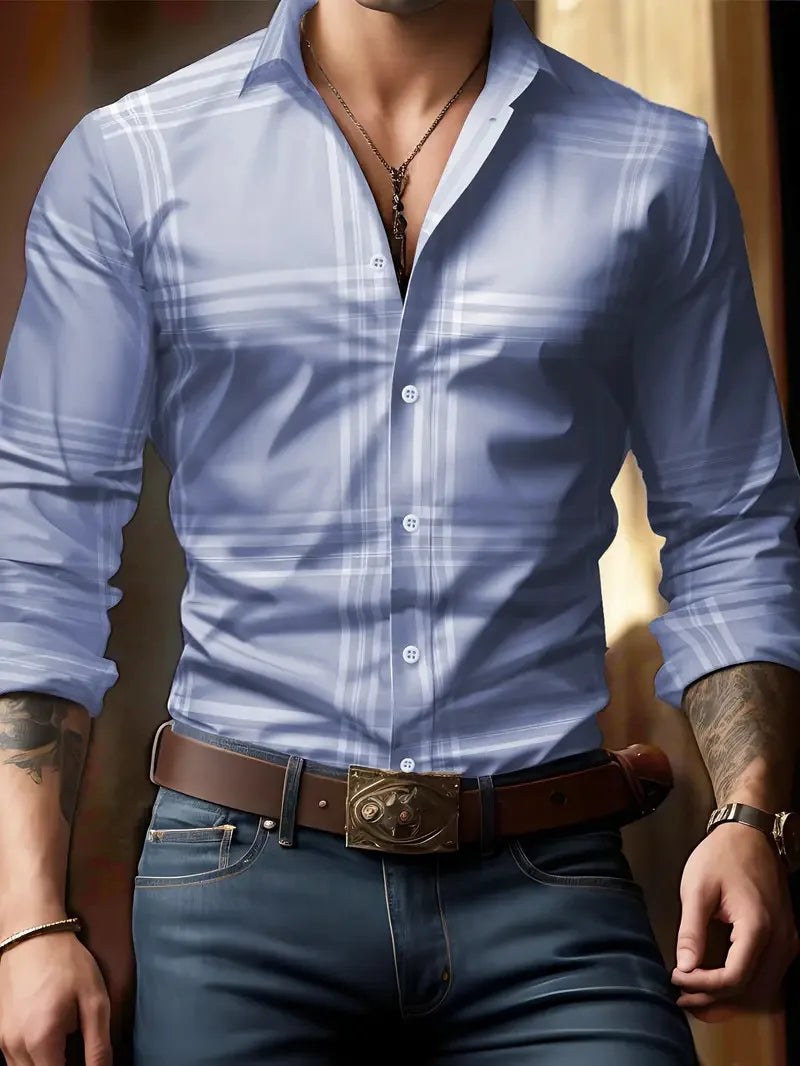 Check Print Long Sleeve Luxury Shirt