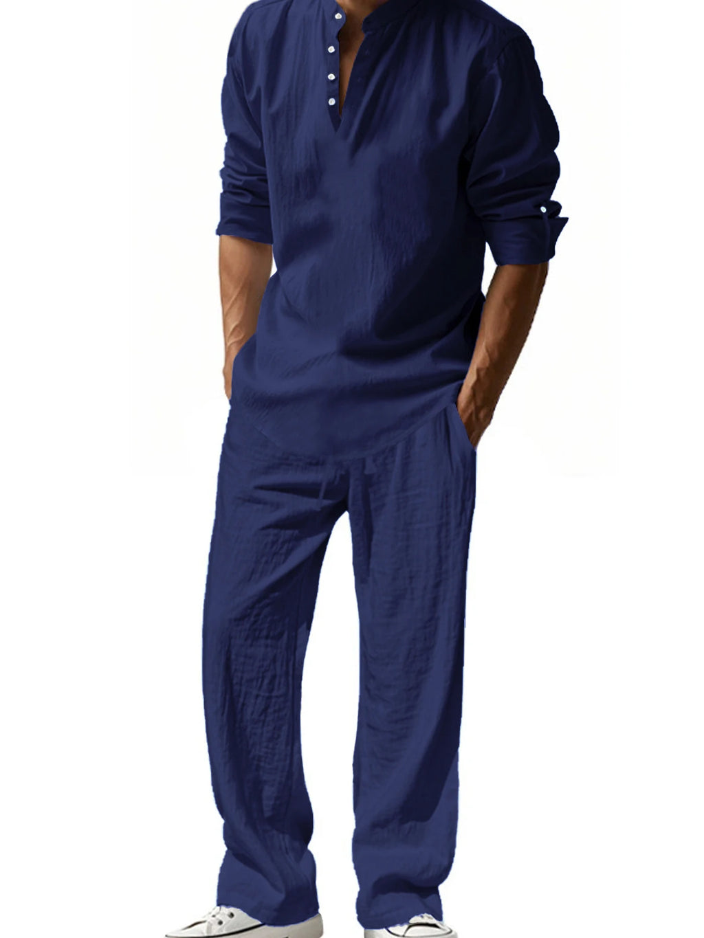 Henley   Streetwear Lightweight Cotton Linen Shirts