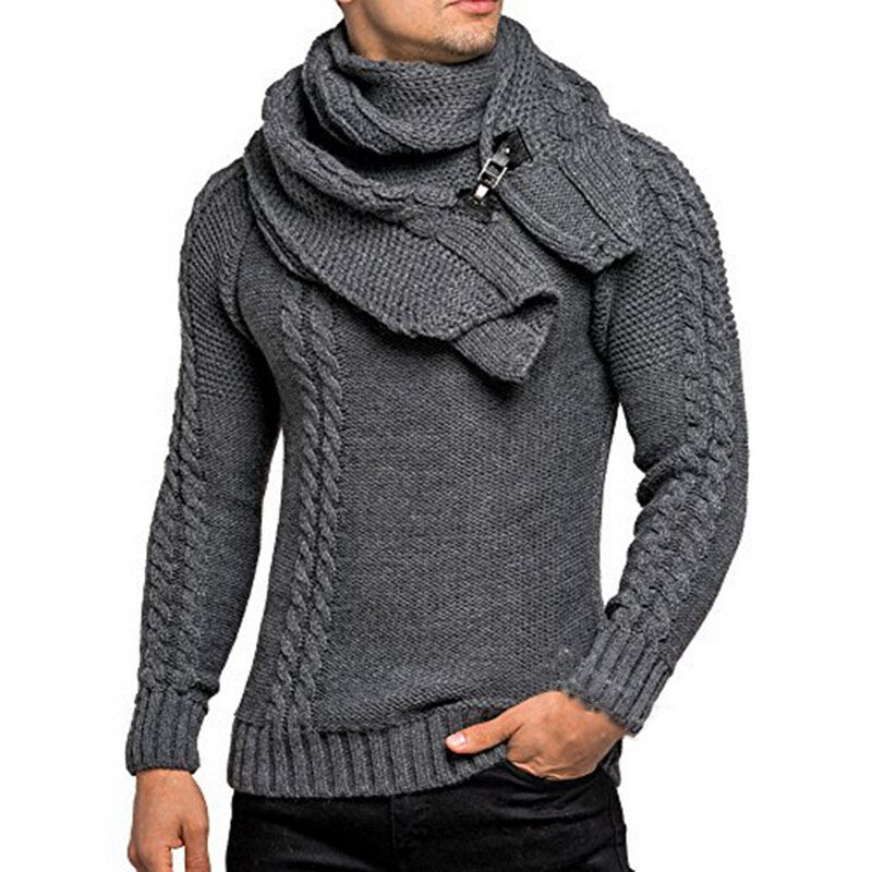 Fashionable Men's Knit Sweater with Turtleneck Design