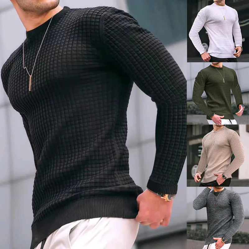 Loose Knitted Long-sleeved Cotton Crew-neck Pullover