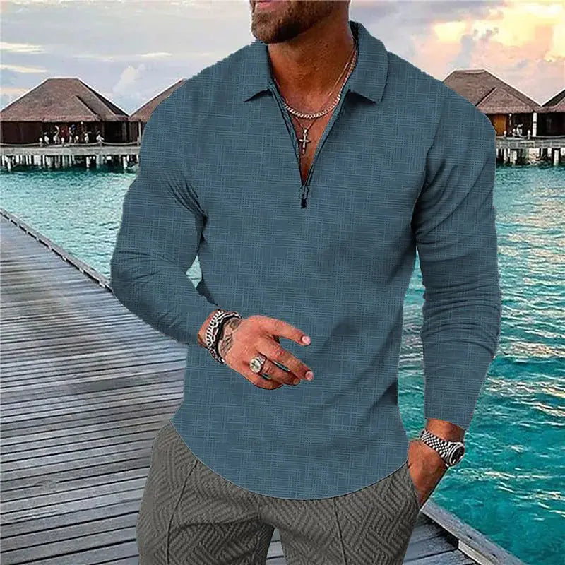 Men's Plus Size S-5XL British Style Long Sleeve Polo