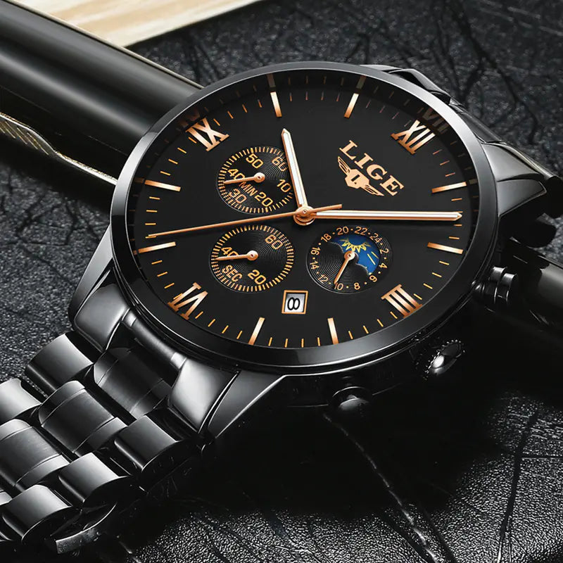 Men's Waterproof Quartz Business Sports Watch LIGE