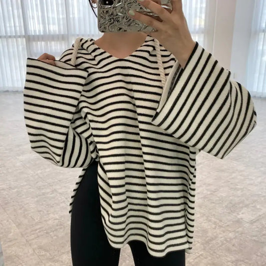 Women's Long Sleeve Pullover Sweatshirt with Slits