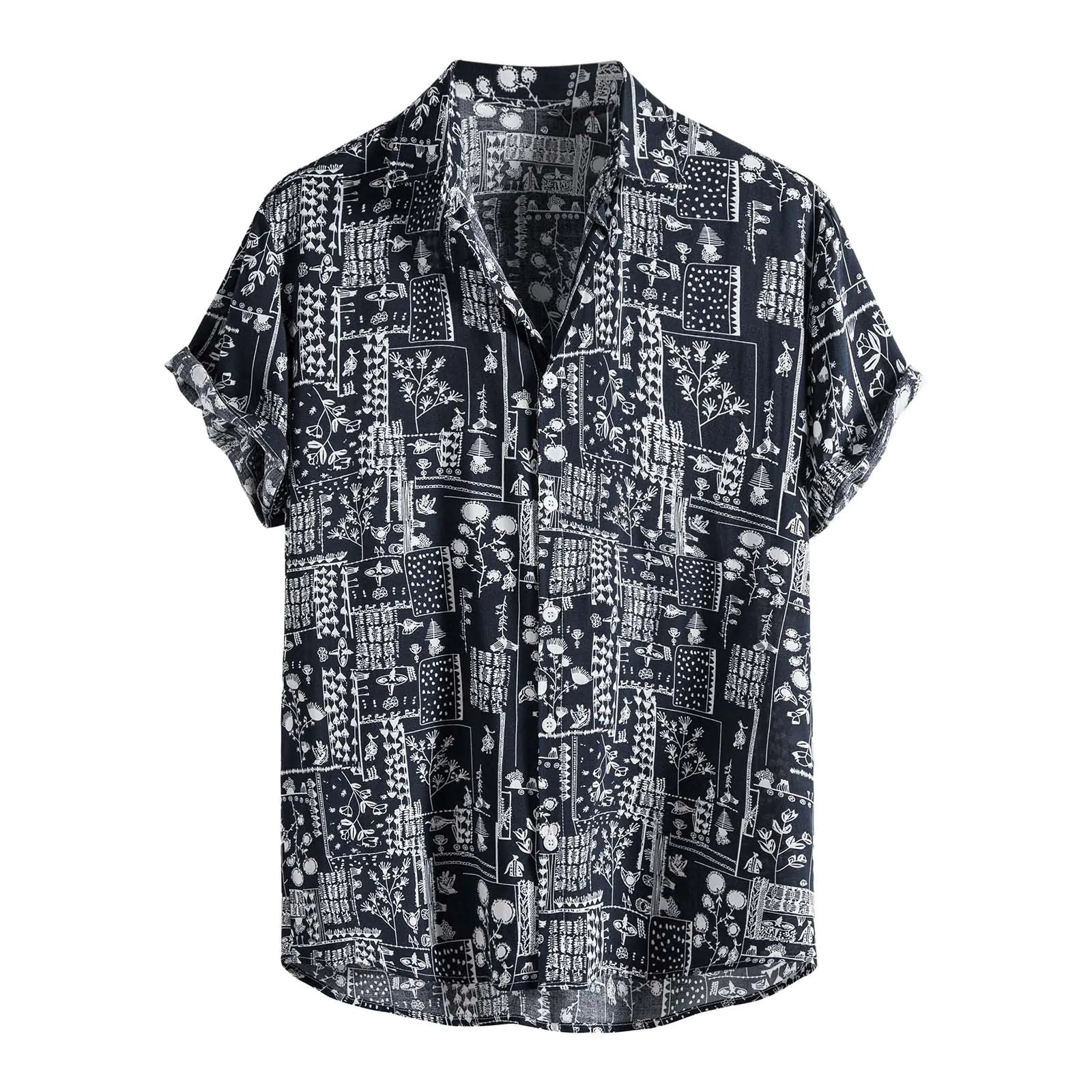 Men's Linen Button-Down Short Sleeve Shirt 2022