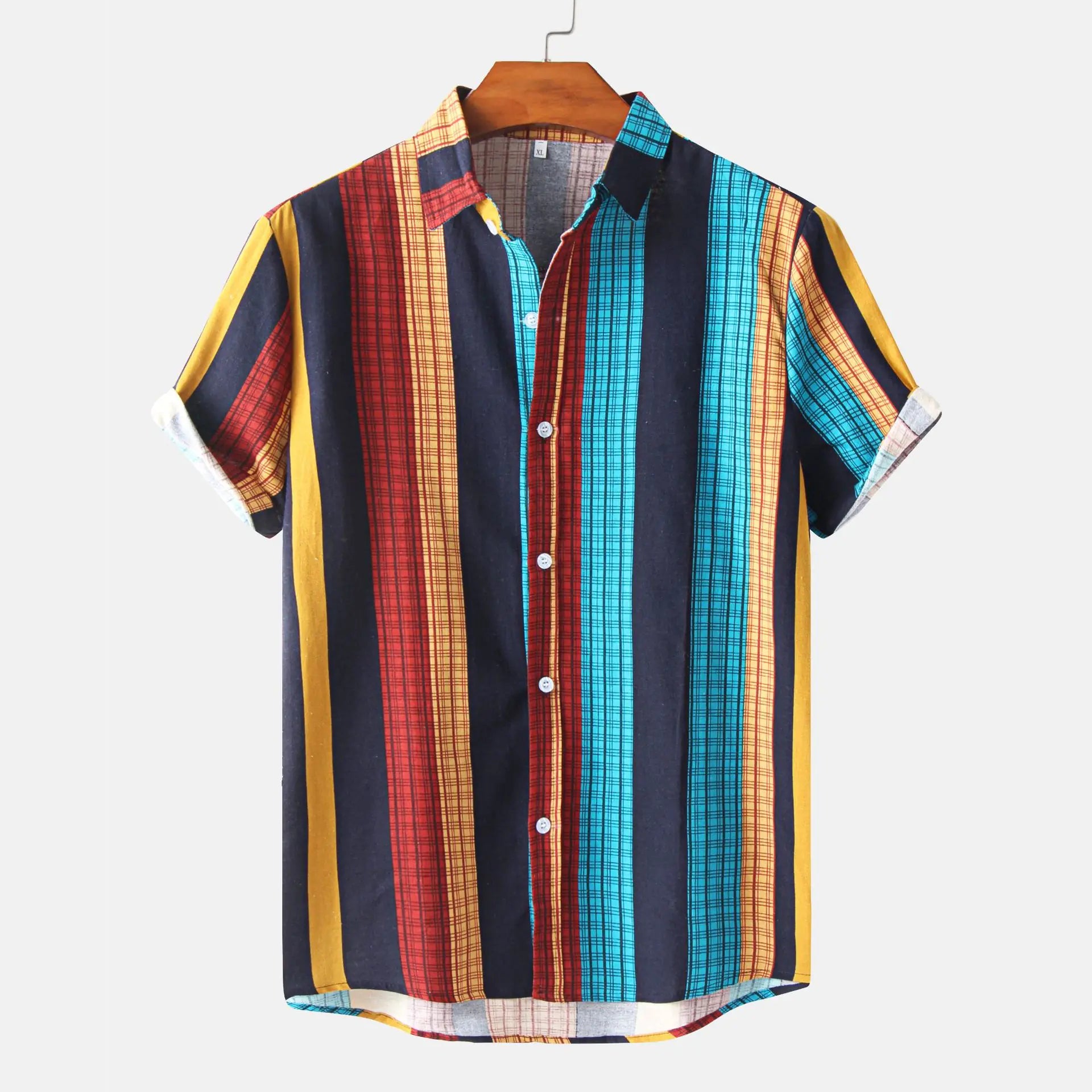 Men's Casual Cotton-Linen Short Sleeve Shirt