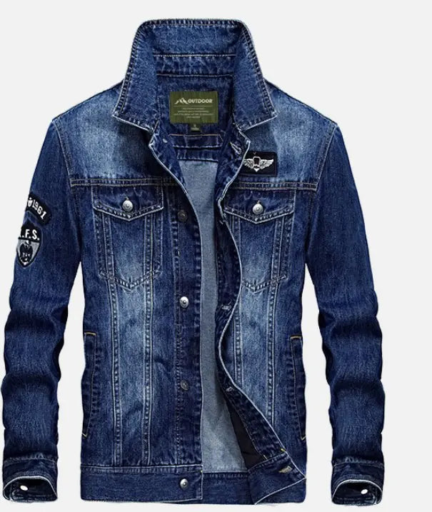 Men's Casual Plus Size Denim Jacket with Stylish Collar