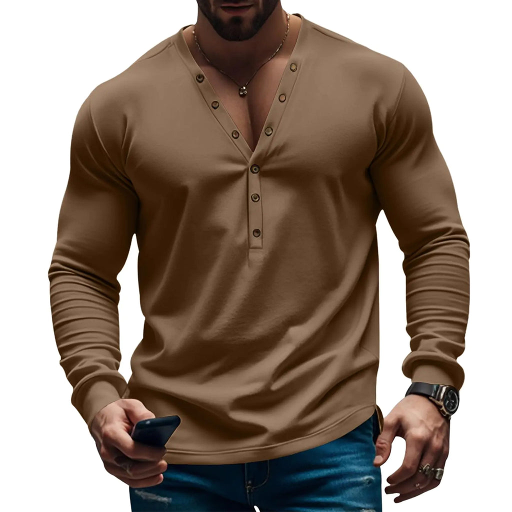 Henley Lightweight Classic V Neck Collared Polo Shir