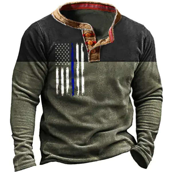 Vintage Print Long Sleeve Polo
