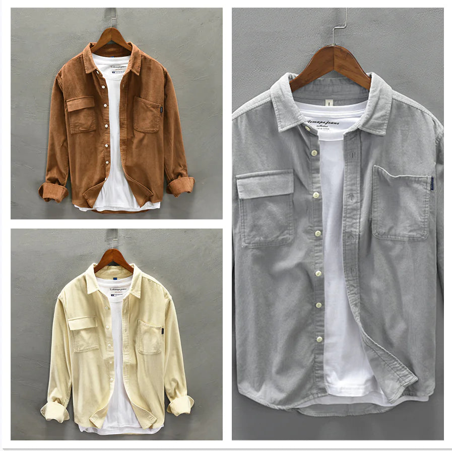 Casual Men's Jacket - Cotton Long-Sleeved Shirt