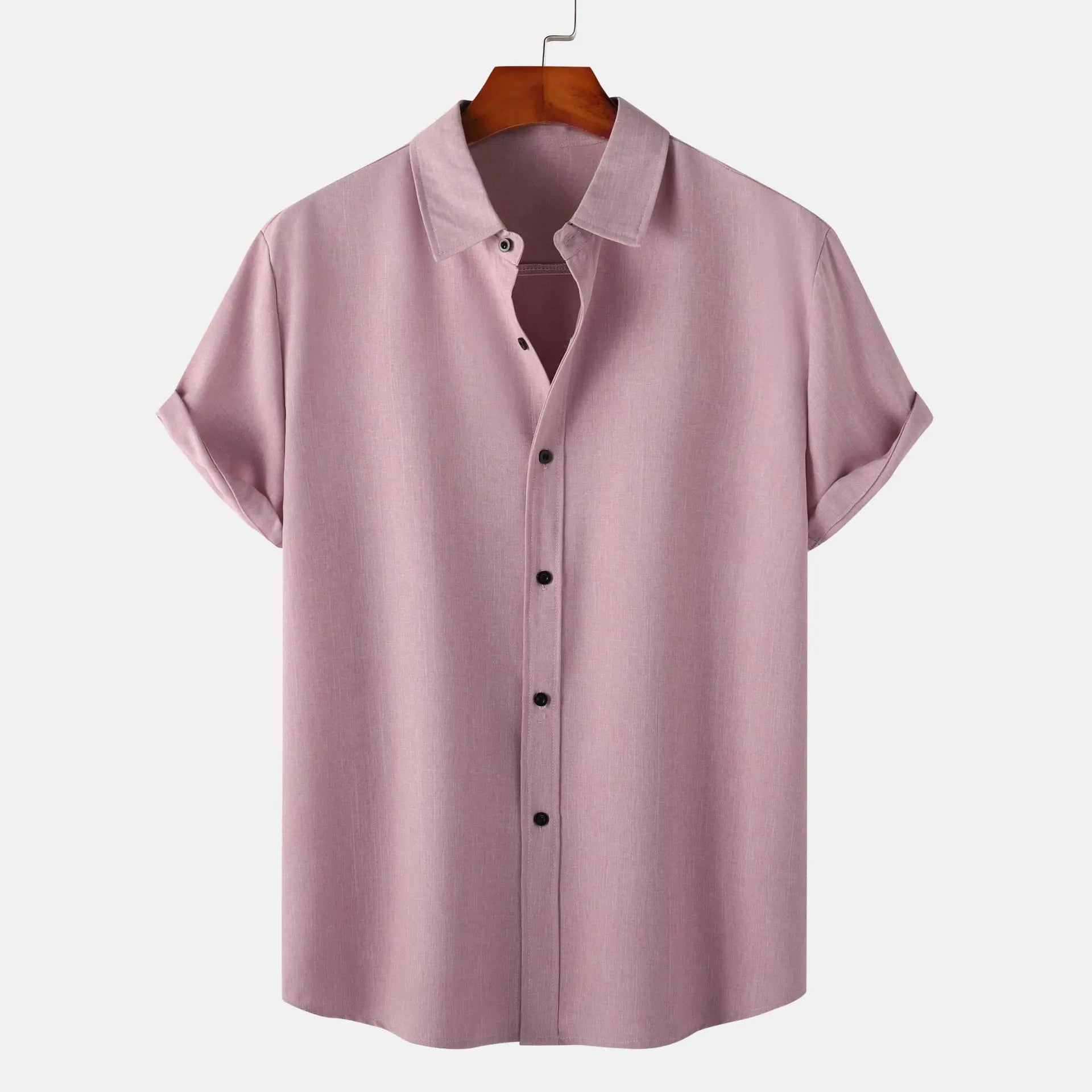 Men's Casual Slim Fit Solid Color Short Sleeve Shirt