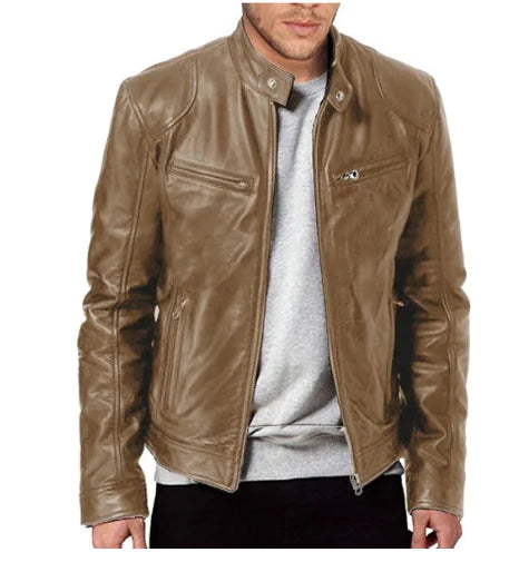 Men's Fleece-Lined PU Leather Jacket