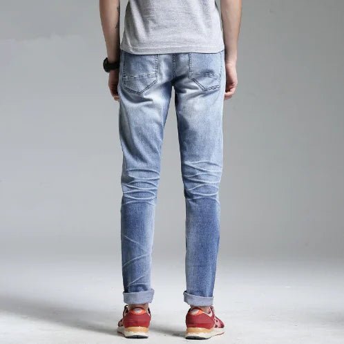 Men's Slim Fit Light Blue Straight Leg Jeans