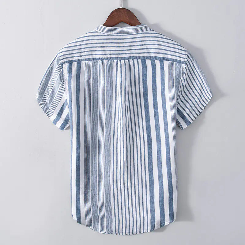 Men's Summer Striped Linen Short Sleeve Shirt
