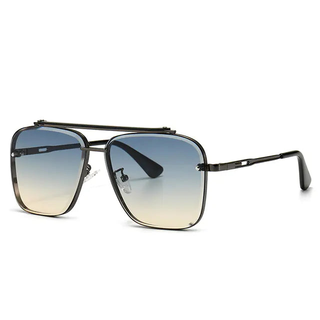 Metal Cut Edge Double Beam Sunglasses for Men