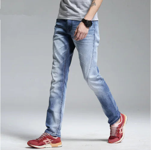 Men's Slim Fit Light Blue Straight Leg Jeans