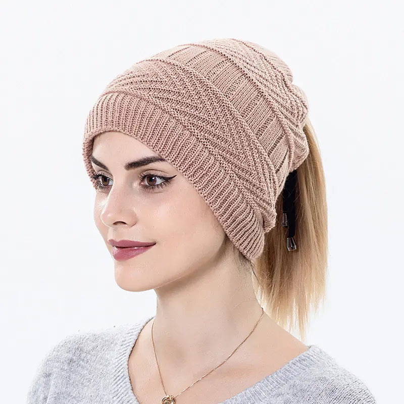 Windproof Knitted Wool Cap with Earmuffs and Scarf
