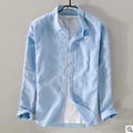 White Cotton Linen Long Sleeve Shirt for Youth Casual