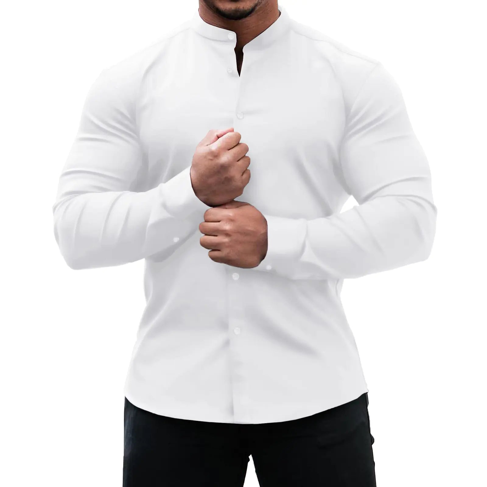 Men's Slim Fit Solid Color Casual Cardigan Shirt
