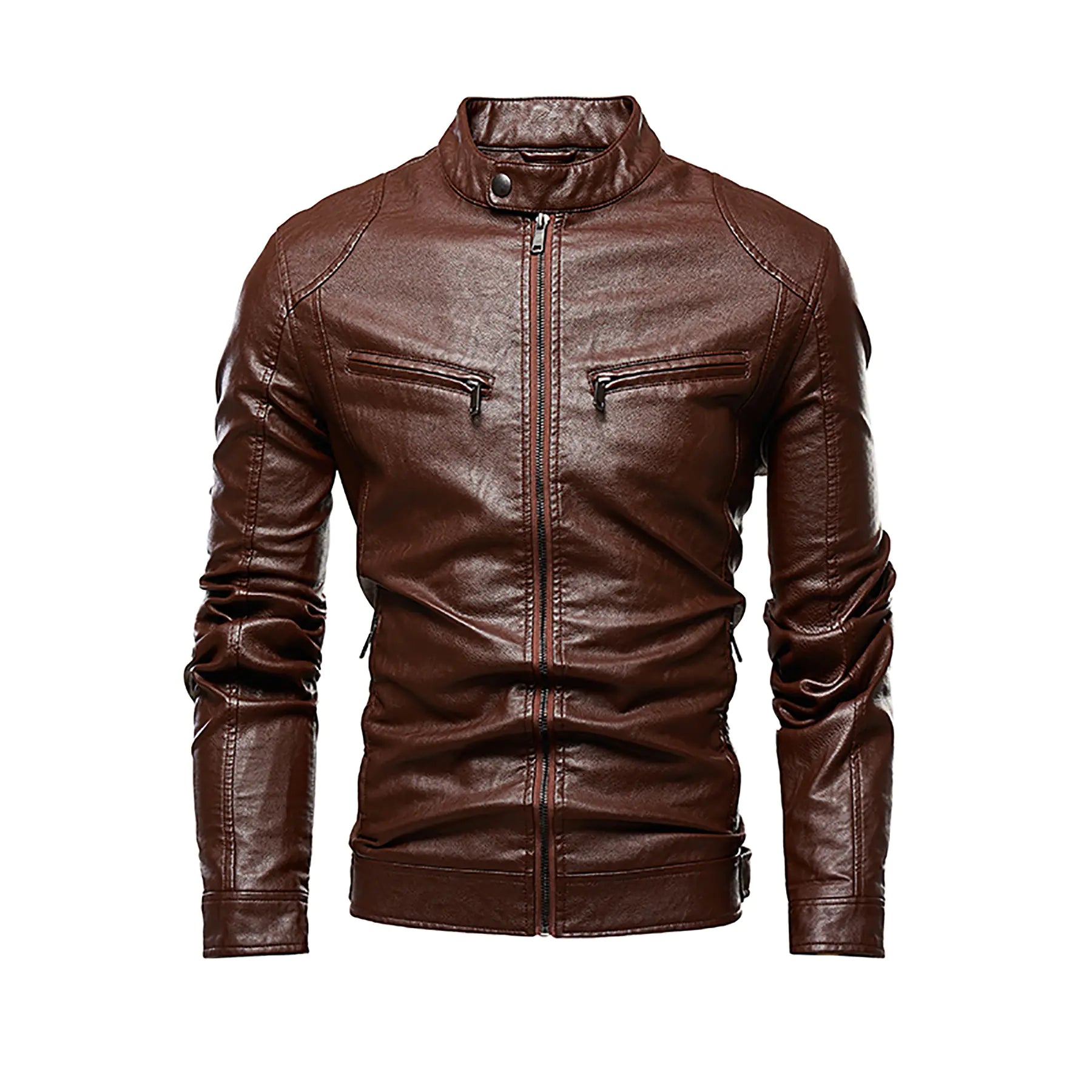 Men's Fleece-Lined PU Leather Jacket