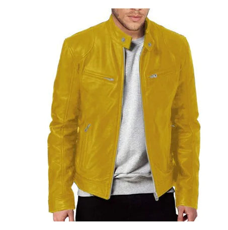 Men's Fleece-Lined PU Leather Jacket