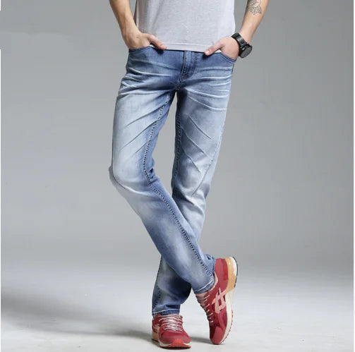 Men's Slim Fit Light Blue Straight Leg Jeans