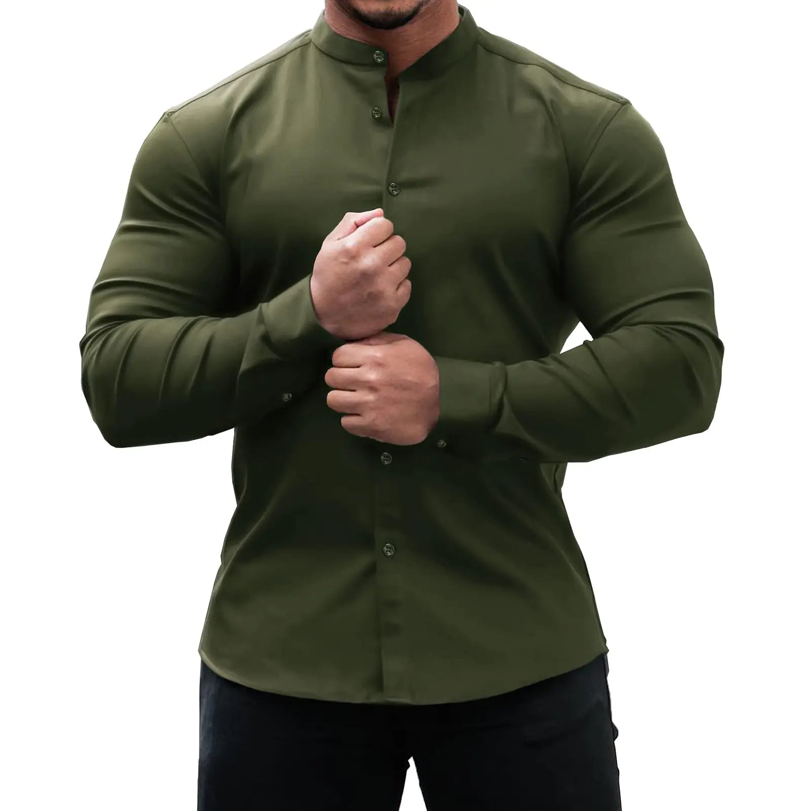 Men's Slim Fit Solid Color Casual Cardigan Shirt