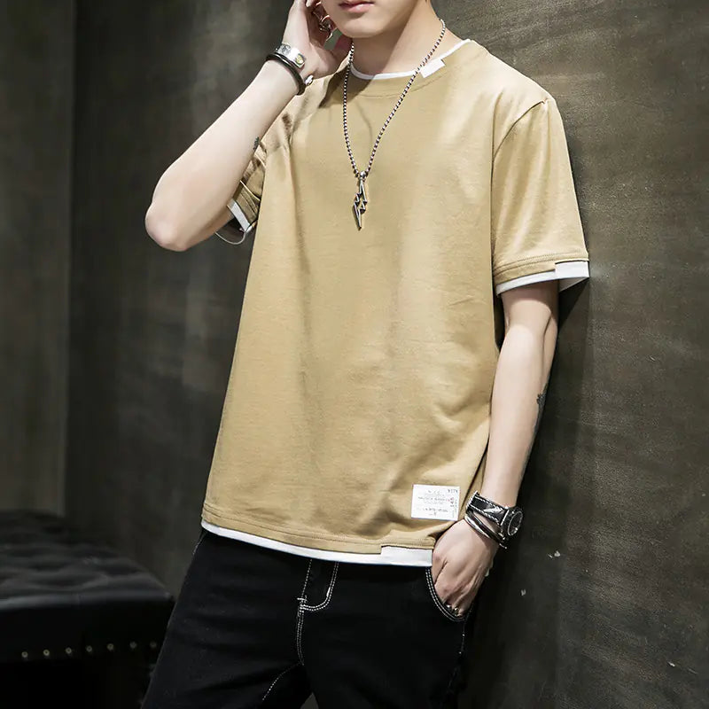 Two-Piece Spliced Pullover T-shirts