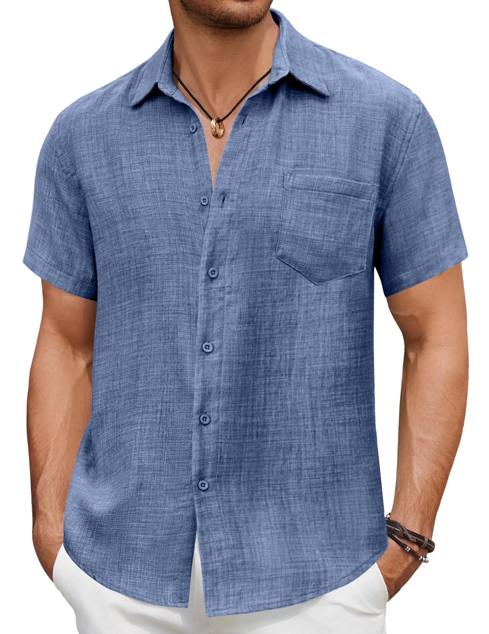 Short Sleeve Button Down Casual Summer Beach Shirt