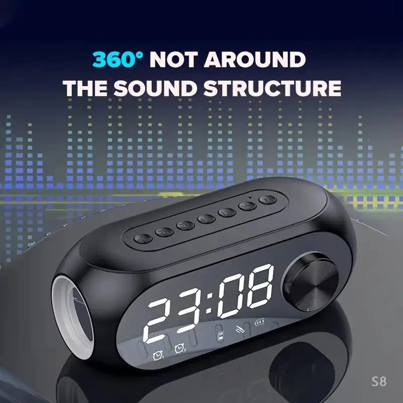 Wireless Mirror Clock Bluetooth Speaker - Portable Subwoofer