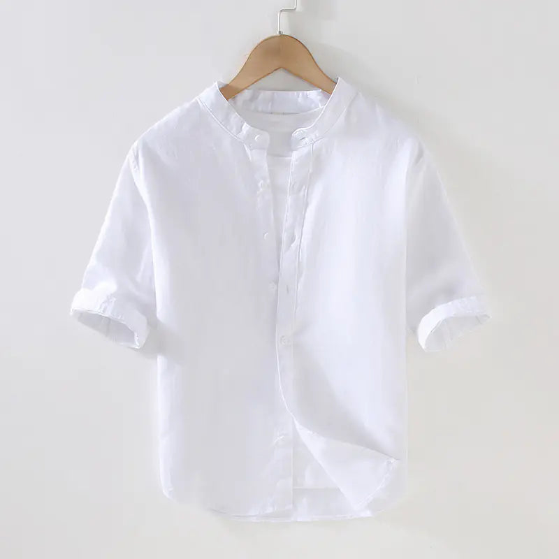 Men's Loose Linen Short Sleeve Shirt - Summer Style