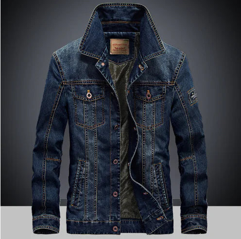 Men's Casual Plus Size Denim Jacket with Stylish Collar