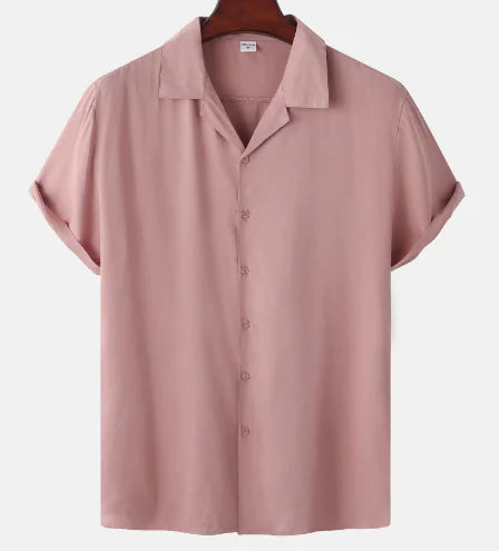 Men's Casual Cotton Blend Plain Shirt (One Piece)