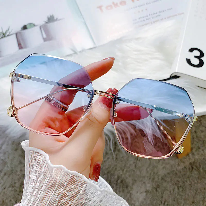 Trendy Frameless Sunglasses for Women - UV Protection