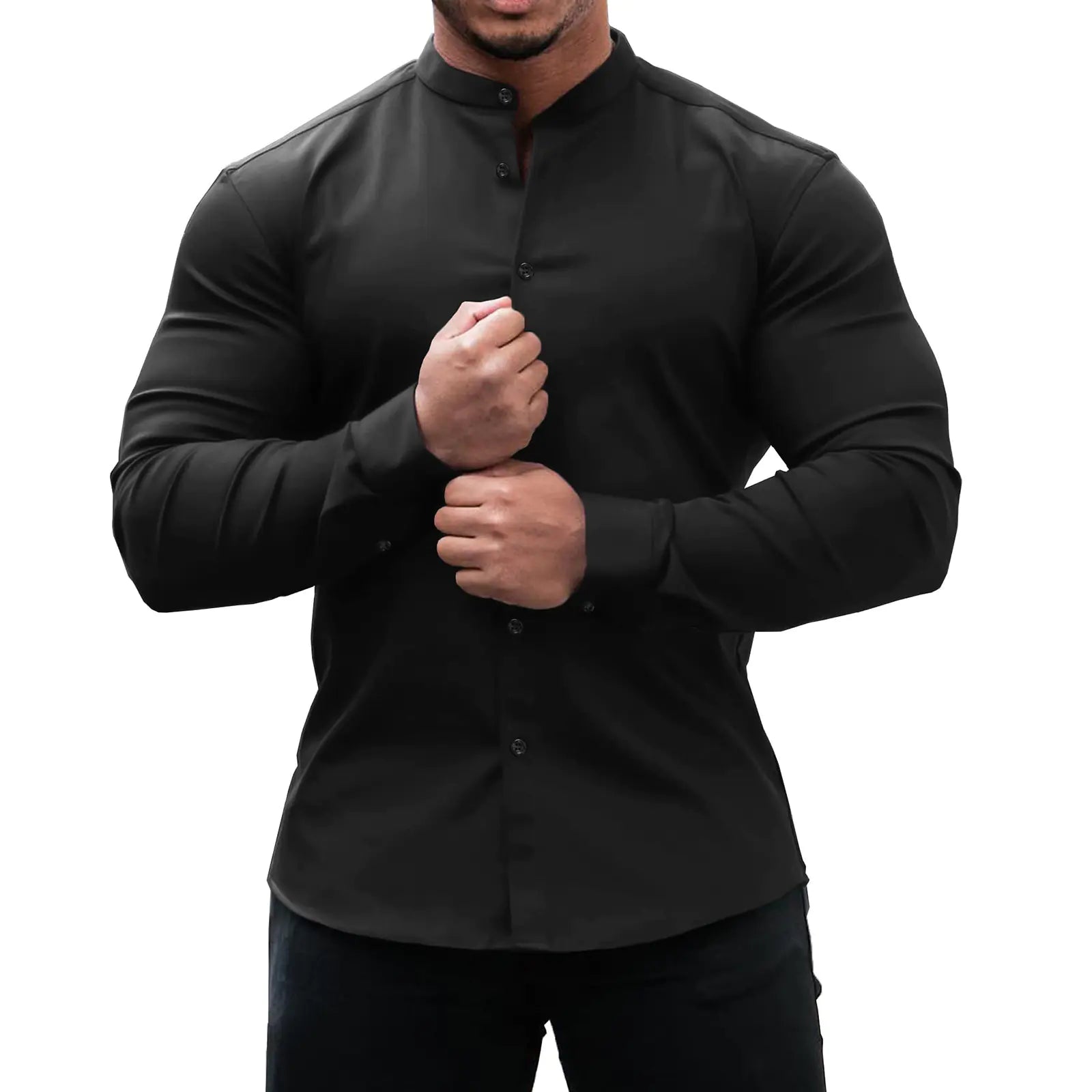Men's Slim Fit Solid Color Casual Cardigan Shirt