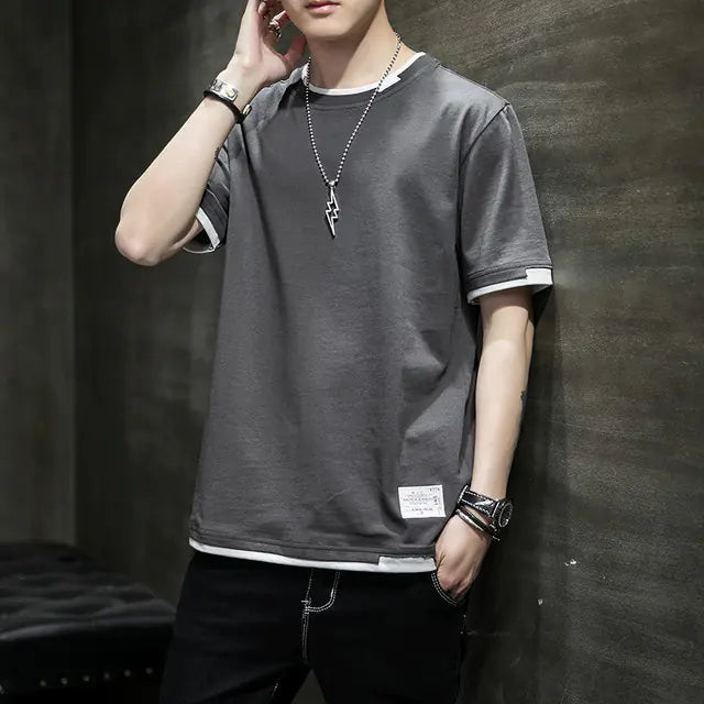Two-Piece Spliced Pullover T-shirts