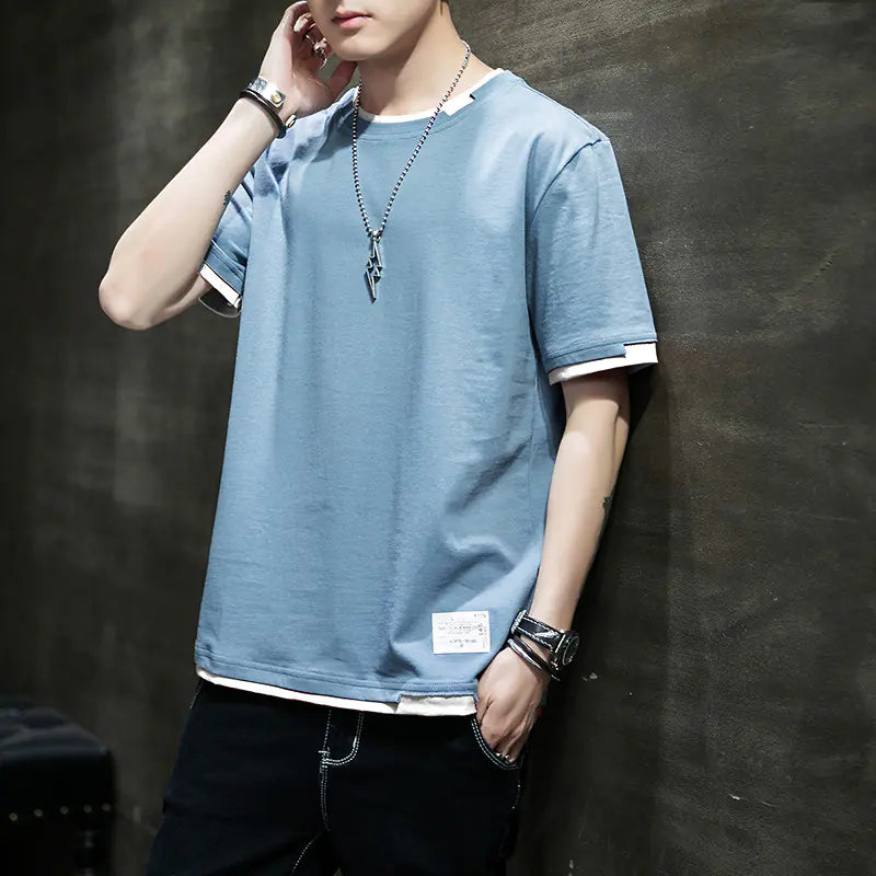 Two-Piece Spliced Pullover T-shirts