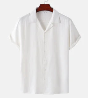 Men's Casual Cotton Blend Plain Shirt (One Piece)