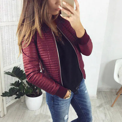 2019 Women's Slim Fit Long Sleeve Zip Cardigan Jacket