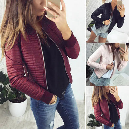 2019 Women's Slim Fit Long Sleeve Zip Cardigan Jacket