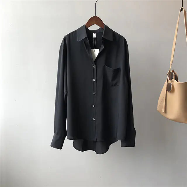 Vintage Autumn Korean Loose Casual Long Sleeve Shirt