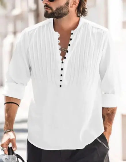 2023 Men's Casual Button-Up Cotton Linen Shirt