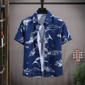 Men's Hawaiian Short-Sleeved Beach Shirt - Large Size
