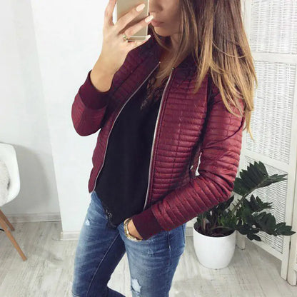 2019 Women's Slim Fit Long Sleeve Zip Cardigan Jacket